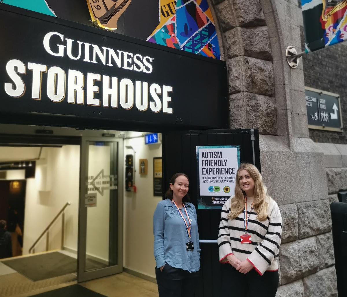 Two women stood outside of Guiness Storehouse