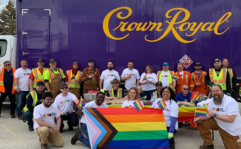 Diageo colleagues celebrate with LGBTQ+ flag